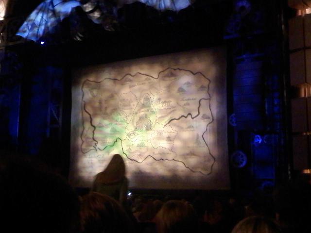 0902091928.jpg - The play "Wicked" at the Paramount in Seattle, this is the curtain (map of Oz)