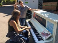 Petra B and Josephine and an outdoor piano